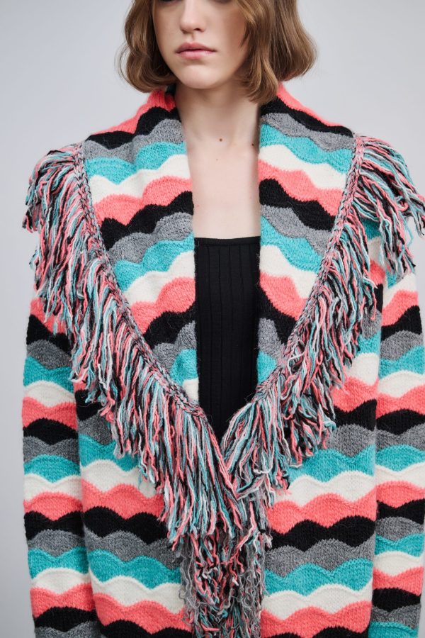 Πλεκτή ζακέτα κρόσια με ζώνη - Image 2