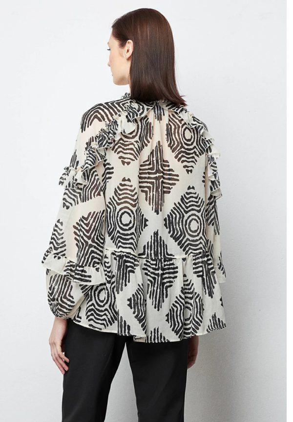 Μπλούζα εμπριμέ με βολάν - Image 3