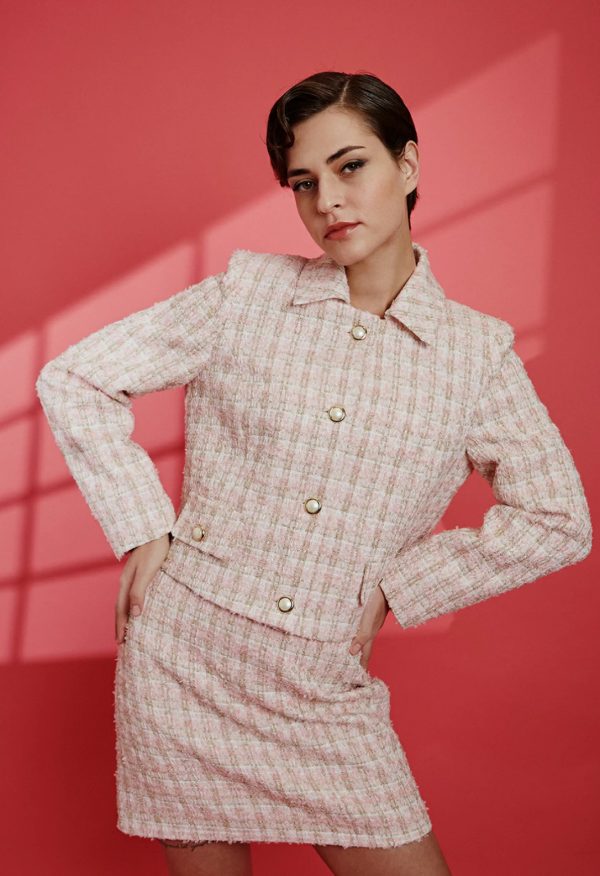 Σετ Ζακετάκι tweed μαζί με Μίνι φούστα tweed - Image 1