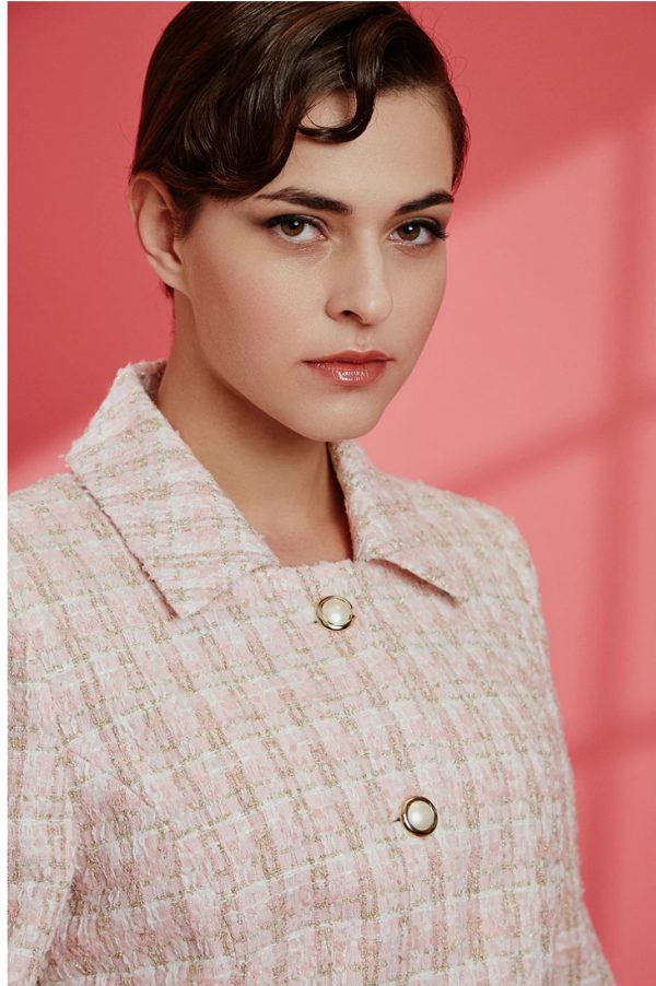 Σετ Ζακετάκι tweed μαζί με Μίνι φούστα tweed - Image 3