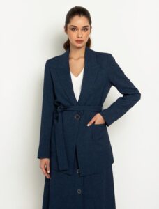 Σακάκι σε όψη λινού blue navy