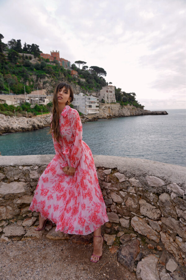 IMG_9757 Εμπριμέ πλισέ μιντι φόρεμα - Image 4