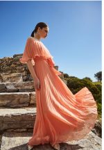 Φόρεμα πλισέ με βολάν