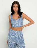 Εμπριμέ τοπ από μείγμα λινού