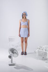 ARPYES RACHEL MINI SKIRT LIGHT BLUE