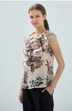 Μπλούζα εμπριμέ με βολάν - Image 2