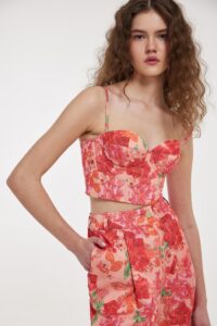 Charis Top (Coral Flowers)