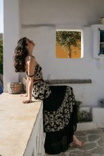 Φόρεμα boho μακρύ ραντάκι μαύρο