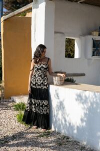 Φόρεμα boho μακρύ ραντάκι μαύρο - Image 4