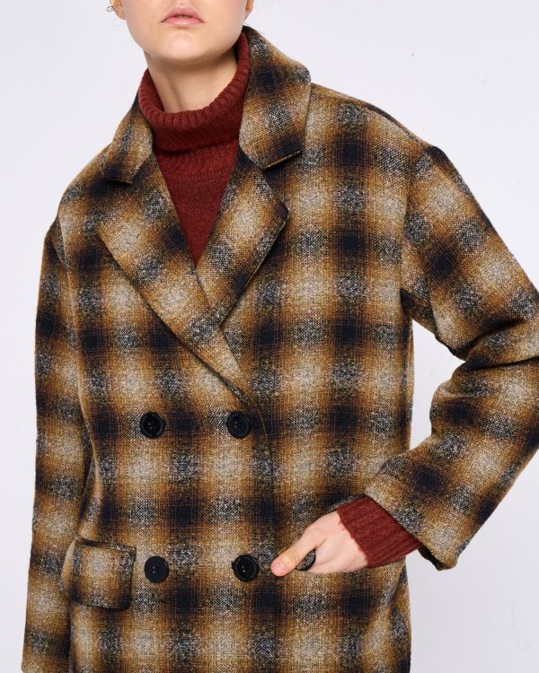 DOUBLE-BREASTED CHECKED COAT - Image 2