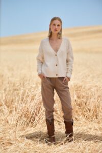 Wool Blend Textured V – Neck Cardiga - Image 2