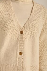 Wool Blend Textured V – Neck Cardiga - Image 4