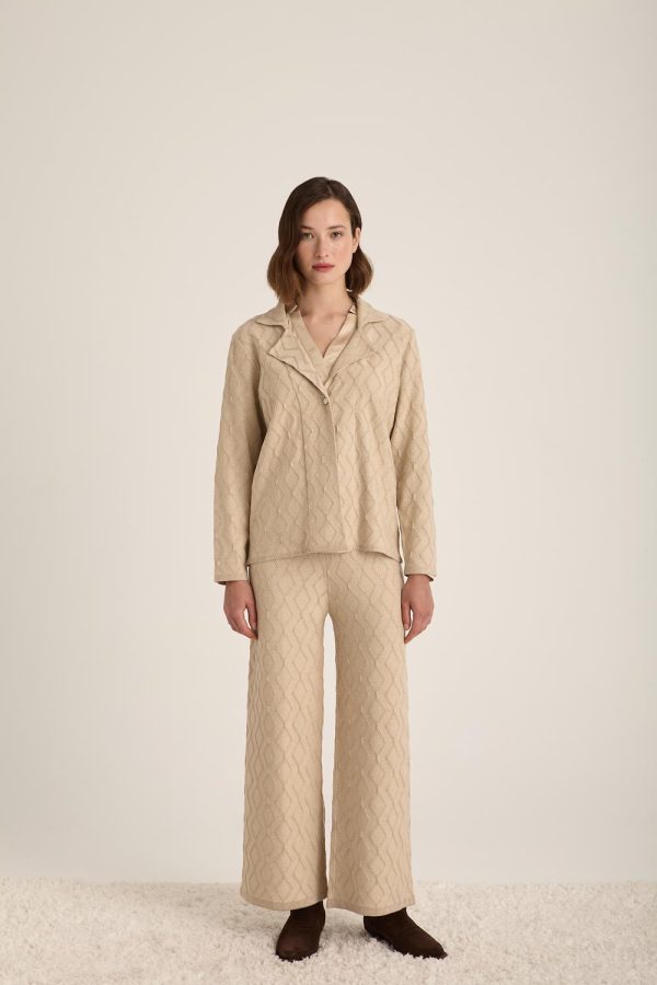 Set Shiny Yarn Textured Cardigan with pants - Image 4