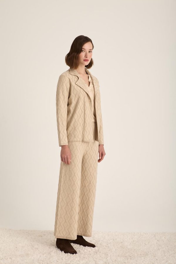 Set Shiny Yarn Textured Cardigan with pants - Image 2