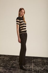 Short Sleeve Striped Mock Neck Sweater - Image 2