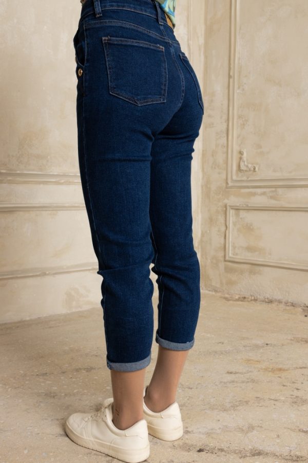 Παντελόνι τζιν σε στενή γραμμή με χρυσά κουμπιά - Image 3