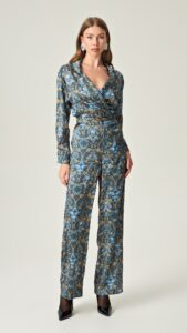 Set REGAL REVERIE SATIN HIGH WAISTED PANTS with REGAL REVERIE SATIN SHIRT