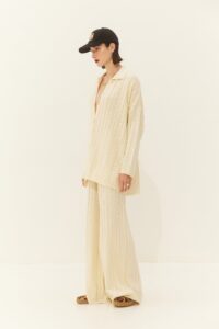 Σετ Olivia Cardigan with Πλεκτή ζακέτα Σχέδιο πλεξούδα με γιακά στο λαιμό Μονόχρωμο γκρι Long length Φαρδύ - boxy fit Κλείσιμο με κουμπιά στο κέντρο εμπρός - Image 3