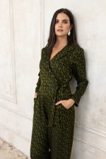 Φόρμα ολόσωμη εμπριμέ λαδί