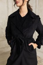 Κοτλέ ημίπαλτο με γουνάκι εσωτερικά black - Image 3