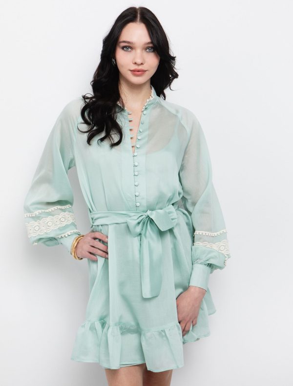 Lyosell φόρεμα με broderie στοιχεία - Image 2