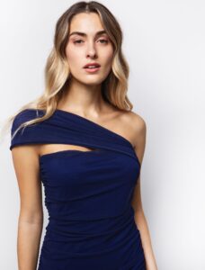One shoulder φόρεμα από τούλι μπλέ - Image 2