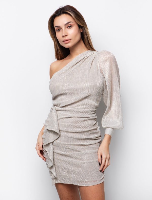 One shoulder φόρεμα lurex - Image 3