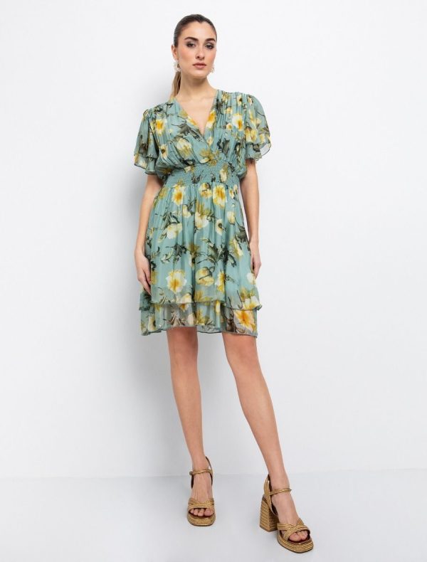 Εμπριμέ φόρεμα με βολάν - Image 1