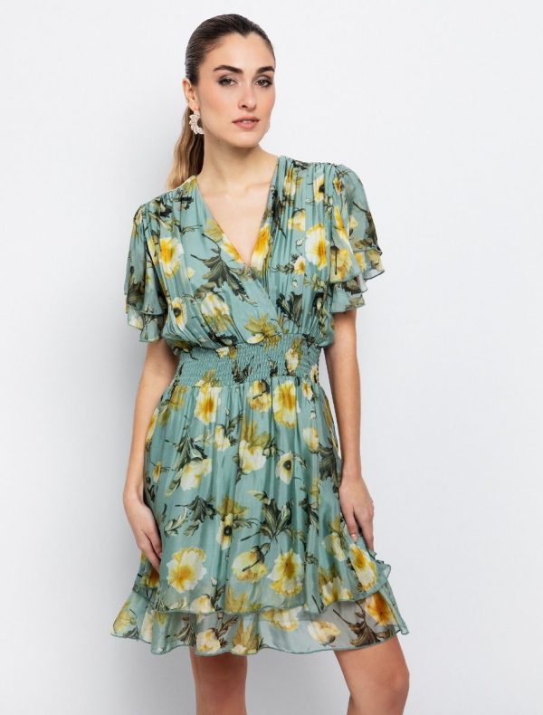 Εμπριμέ φόρεμα με βολάν - Image 2