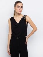 Ντραπέ τοπ με κρίκο black - Image 3