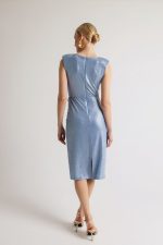 Φόρεμα midi αμάνικο με σούρες γαλάζιο - Image 2