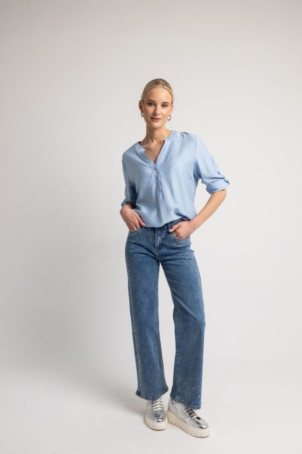 Παντελόνι τζιν με στρας μπλε - Image 1