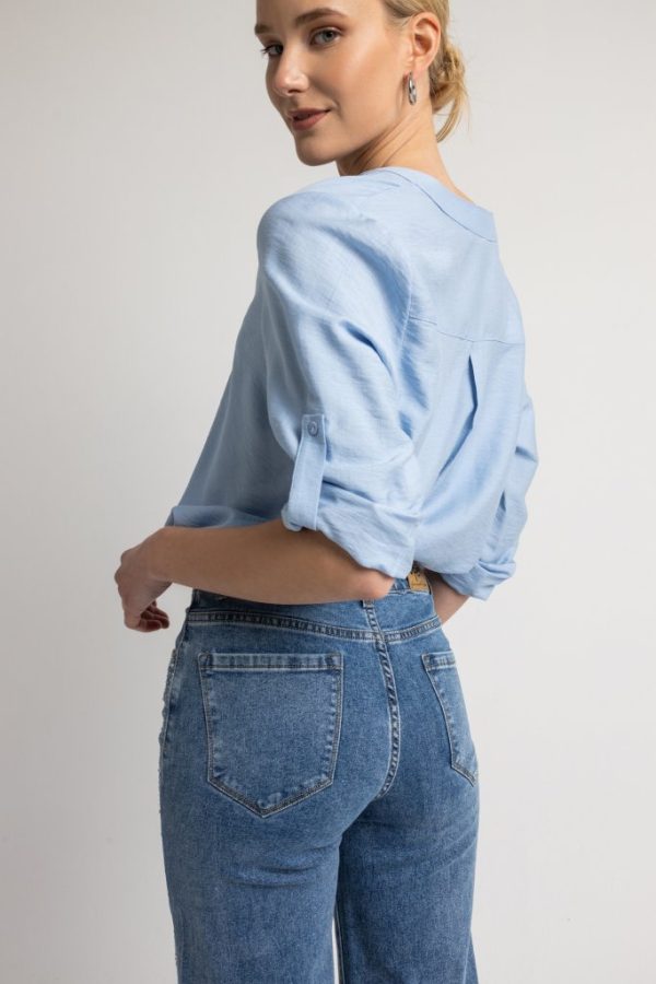 Παντελόνι τζιν με στρας μπλε - Image 2