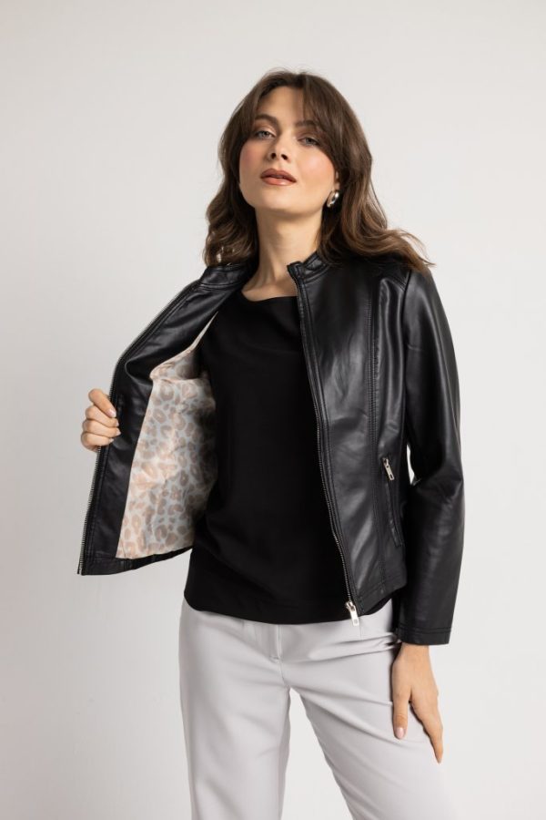 Jacket δερματίνη κοντό μαύρο - Image 2