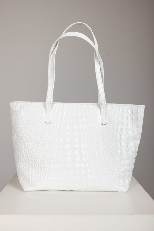 NELLY TOTEBAG (white croco  genuine leather) - Image 1