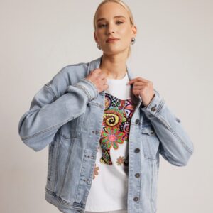 Jean jacket με κουμπιά γαλάζιο