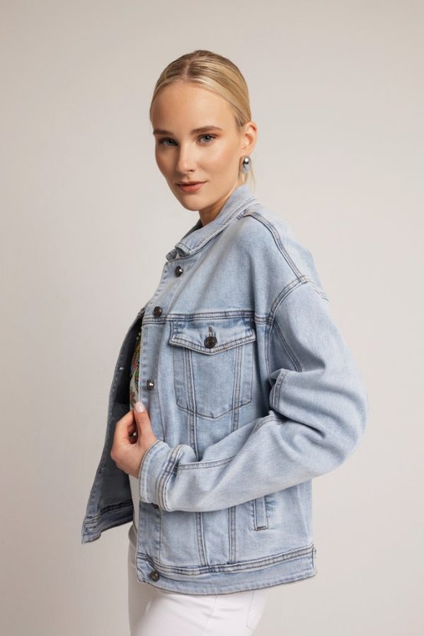 Jean jacket με κουμπιά γαλάζιο - Image 2