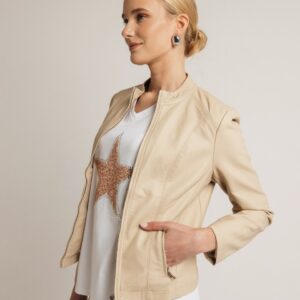 Jacket δερματίνη κοντό μπεζ