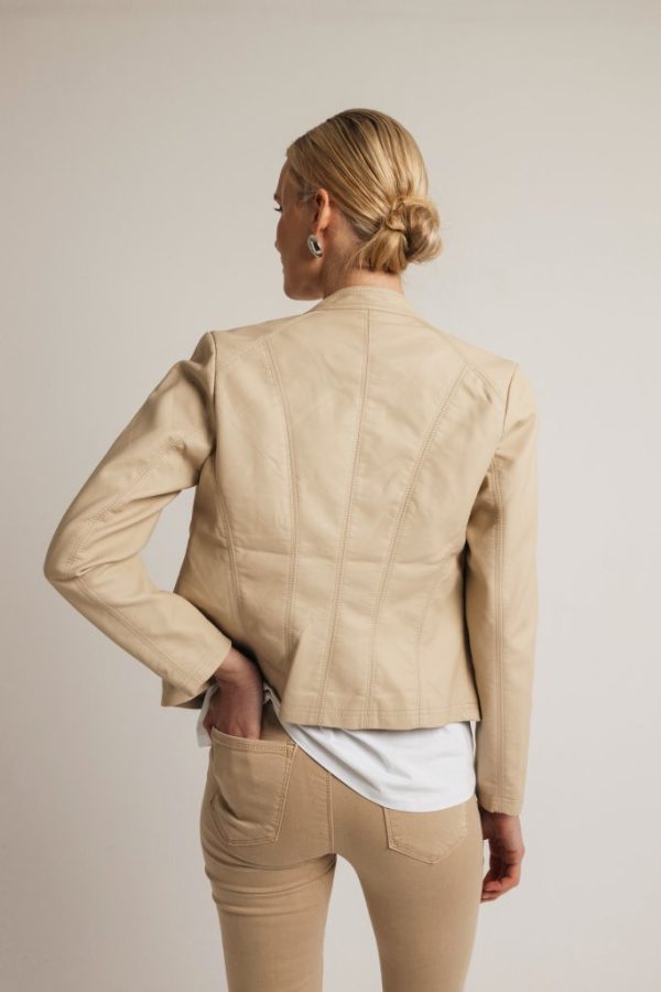 Jacket δερματίνη κοντό μπεζ - Image 2