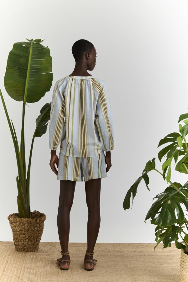 Μπλούζα λινό ρίγα - Image 4