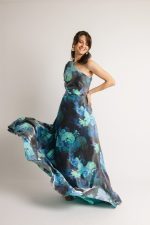 Φόρεμα με άνοιγμα στη μέση και σχέδια με λουλούδια - Image 2