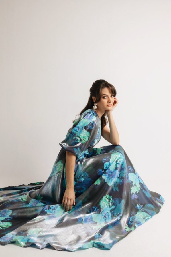 IMG_1211 Φόρεμα με άνοιγμα στη μέση και σχέδια με λουλούδια - Image 1