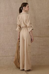 Beige Chequered Jumpsuit - Image 2