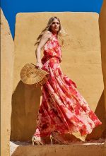 Σετ Εμπριμέ μπλούζα αμάνικη με Μακριά φούστα εμπριμέ