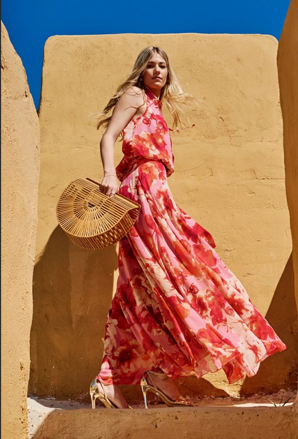 Σετ Εμπριμέ μπλούζα αμάνικη με Μακριά φούστα εμπριμέ - Image 1