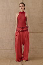 Sanguine Red Double-Belted Pants