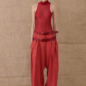 Sanguine Red Double-Belted Pants