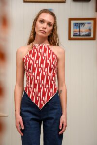 CHILL ISLAND KNITTED TOP BORDEAUX & ECRU