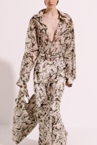 Satin Long Skirt with Animal Print - Image 3
