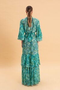 BOTANICAL BREEZE KIMONO DRESS WITH RUFFLES - Image 3